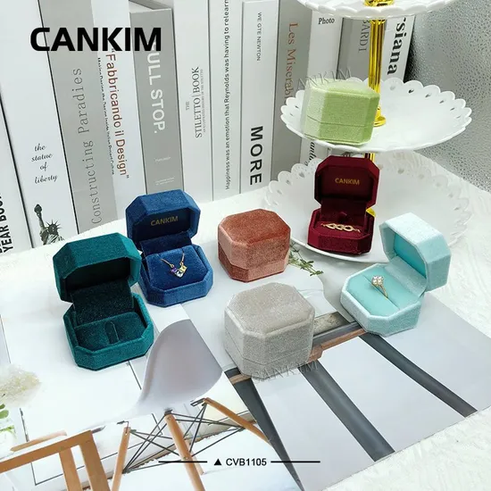 Cankim White Navy Ringboxen Ringboxen Schmuckverpackungsbox Individuelles Logo Luxus-Ringbox-Verpackung