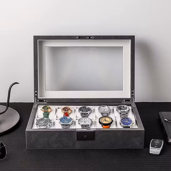 Handgefertigte, individuelle Luxus-Uhrenbox aus PU-Leder, Verpackung, Geschenkbox, Schmuckschatulle