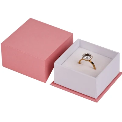 Wholese bester Preis starres Kartonpapier rosa Halskette Ohrring Ring Box für Schmuck